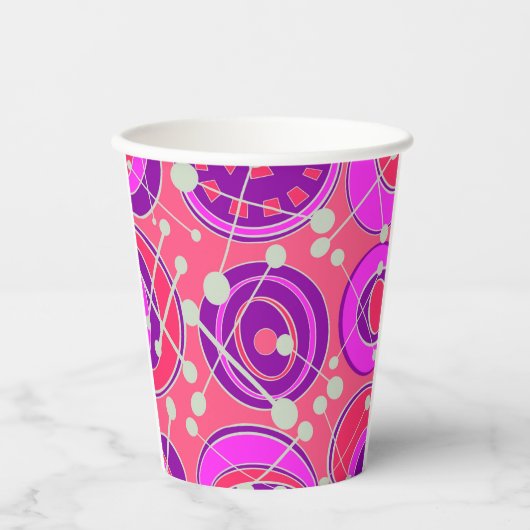 Abstracte, roze & oranje geoshape design papieren bekers (Voorkant)