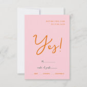 Abstracte roze & oranje leuke kleuren Bruiloft RSVP Kaartje (Voorkant)