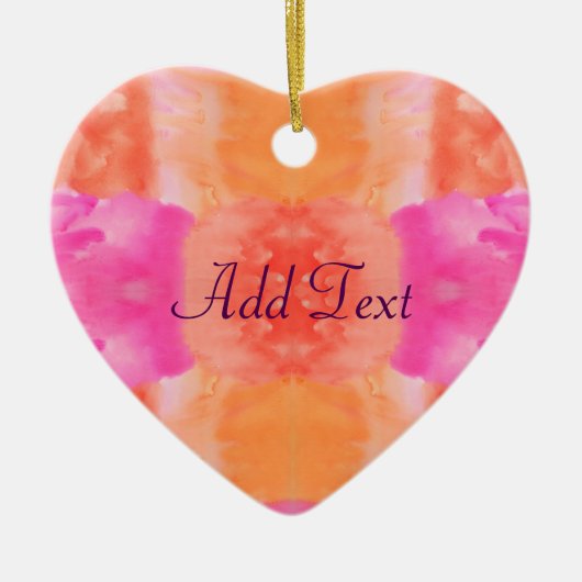 Abstracte roze oranje waterverf keramisch ornament (Voorkant)