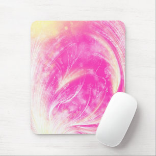 Abstracte roze paardenbloemen en vuurvliegjes muismat