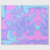 Abstracte roze paarse blauwe wervelingen cadeaupapier (Vlak)