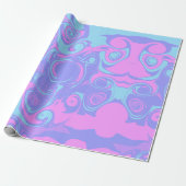 Abstracte roze paarse blauwe wervelingen cadeaupapier (Uitgerold)