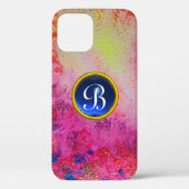 ABSTRACTE ROZE PAARSE BLOEM BLAUW GEM MONOGRAM iPh Case-Mate iPhone Case (Achterkant)