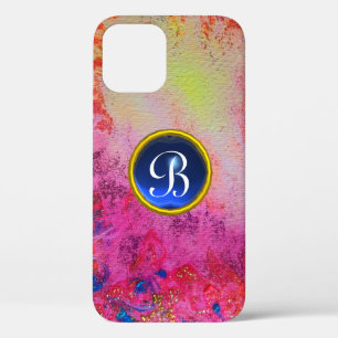 ABSTRACTE ROZE PAARSE BLOEM BLAUW GEM MONOGRAM iPh Case-Mate iPhone Case