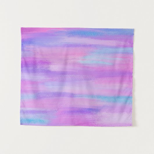 Abstracte roze, paarse en turkooizen verfstreken wandkleed (Voorkant (horizontaal))