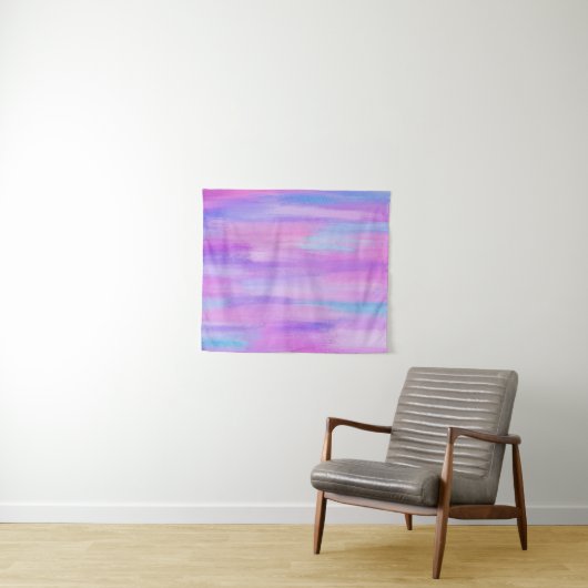 Abstracte roze, paarse en turkooizen verfstreken wandkleed (In Situ (horizontaal))