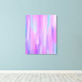 Abstracte roze, Paarse en Turquoise verflijnen Canvas Afdruk (Insitu (Houten vloer))