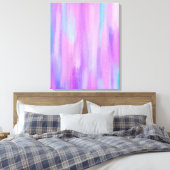 Abstracte roze, Paarse en Turquoise verflijnen Canvas Afdruk (Insitu (Slaapkamer))