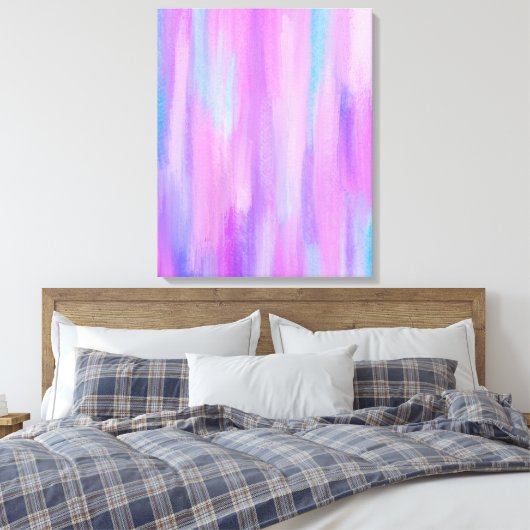 Abstracte roze, Paarse en Turquoise verflijnen Canvas Afdruk (Insitu (Slaapkamer))