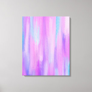 Abstracte roze, Paarse en Turquoise verflijnen Canvas Afdruk