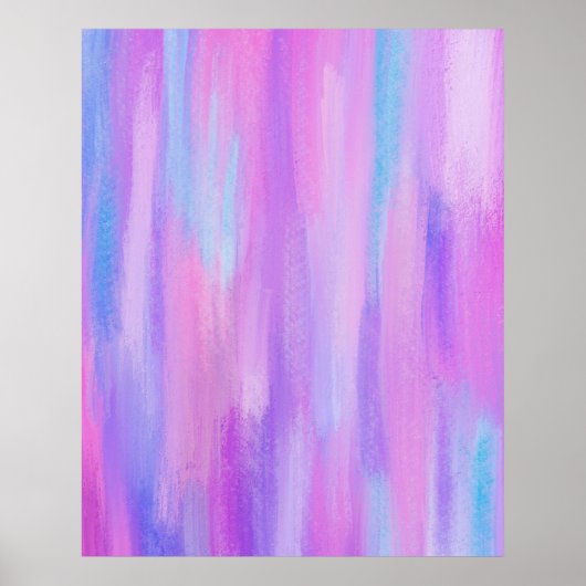 Abstracte roze, Paarse en Turquoise verflijnen Poster (Voorkant)