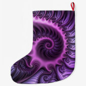 Abstracte Roze Paarse fractale Kunstspirbenaming Grote Kerstsok (Achterkant)