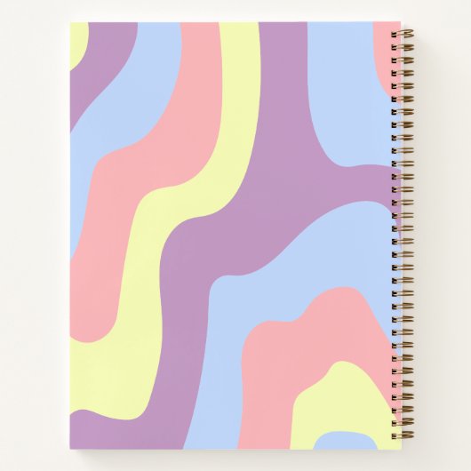 Abstracte roze Paarse golvende lijnen Onderwerpnaa Notitieboek (Achterkant)