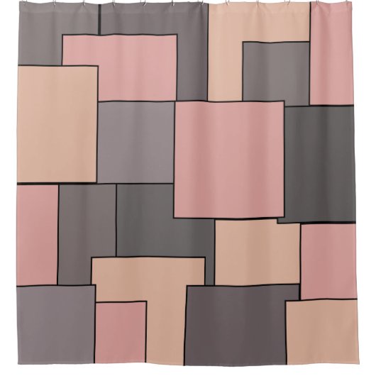 Abstracte roze paarse grijze geometrische kunst douchegordijn (Voorkant)