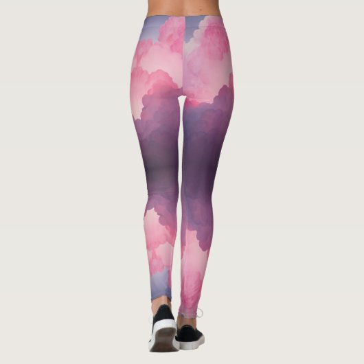 Abstracte roze Paarse grijze ronddraaiende mieren Leggings (Achterkant)