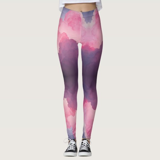 Abstracte roze Paarse grijze ronddraaiende mieren Leggings (Voorkant)