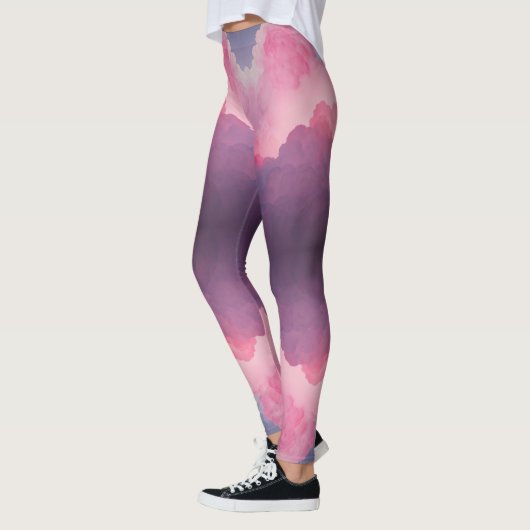 Abstracte roze Paarse grijze ronddraaiende mieren Leggings (Links)