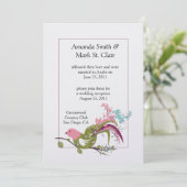 Abstracte Roze Paarse Groene Vogel Swirls Post W Kaart (Staand voorkant)