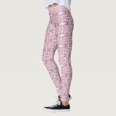 Abstracte roze Paarse horizontale strepen Leggings (Links)