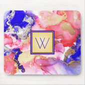 Abstracte roze Paarse monogram kunst Muismat (Voorkant)