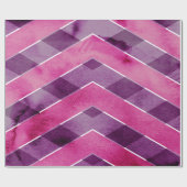 Abstracte roze Paarse Waterverf Chevron Zigzag Cadeaupapier (Vlak)