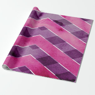 Abstracte roze Paarse Waterverf Chevron Zigzag Cadeaupapier