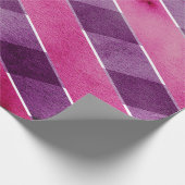 Abstracte roze Paarse Waterverf Chevron Zigzag Cadeaupapier (Hoek)
