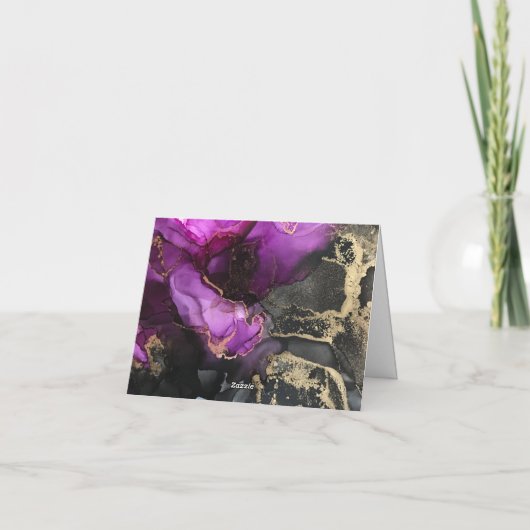 Abstracte roze Paarse zwarte goudkunst Bedankkaart (Achterkant)