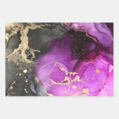 Abstracte roze Paarse zwarte goudkunst Inpakpapier Vel (Voorkant)