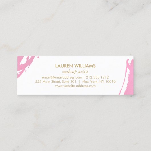 Abstracte roze penseelstreken mini visitekaartje (Achterkant)