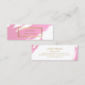 Abstracte roze penseelstreken mini visitekaartje (Voorkant / Achterkant)