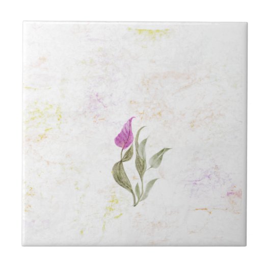 Abstracte roze petal keramische tegel tegeltje (Voorkant)