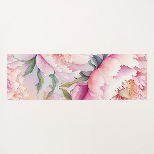 Abstracte roze pioen bloemige gepersonaliseerde na yogamat (Achterkant (horizontaal))