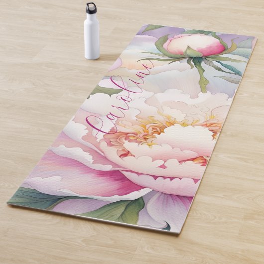 Abstracte roze pioen bloemige gepersonaliseerde na yogamat (In situ)