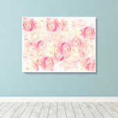 Abstracte roze pioenen drie paneel canvas kunst (Insitu (Houten vloer))