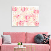 Abstracte roze pioenen drie paneel canvas kunst (Insitu (Woonkamer))