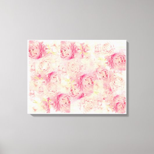Abstracte roze pioenen drie paneel canvas kunst (Voorkant)