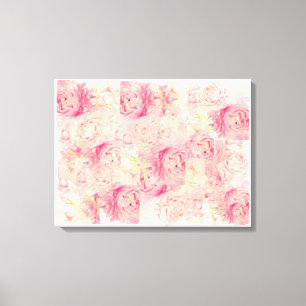 Abstracte roze pioenen stretched canvas kunst