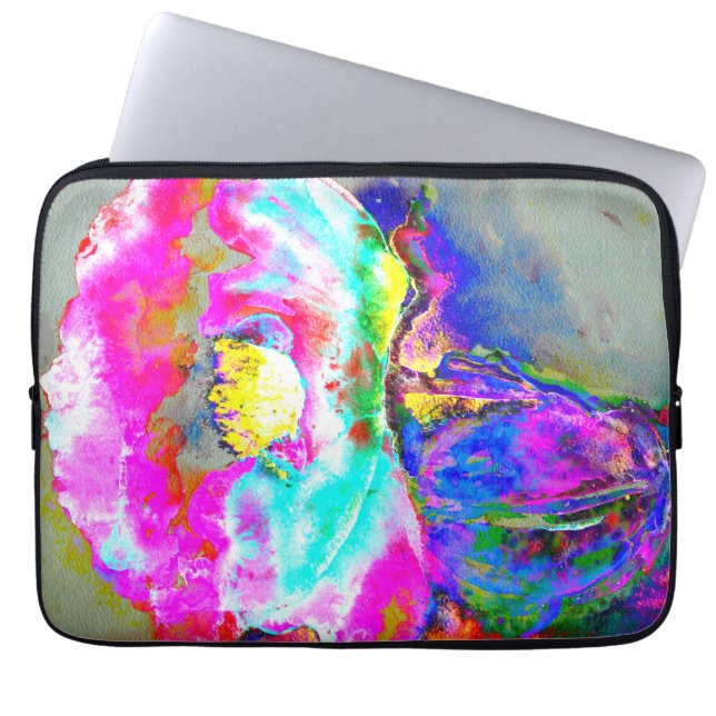 Abstracte Roze Poppy, waterverf bloemenschilderij Laptop Sleeve (Voorkant)