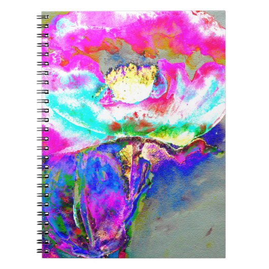 Abstracte Roze Poppy, waterverf bloemenschilderij Notitieboek (Voorkant)