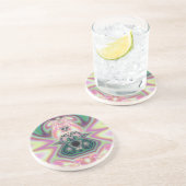 Abstracte roze prinses zandsteen onderzetter (Zijkant)