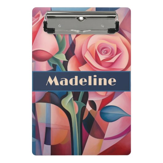 Abstracte roze roos, genaamd, mini klembord (Voorkant)