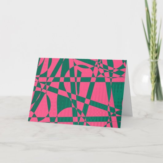 Abstracte roze roos rode kerstversiering met denne kaart (Voorkant)