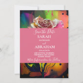 Abstracte Roze Rozen Bewaar de Datum Kaart (Voorkant)