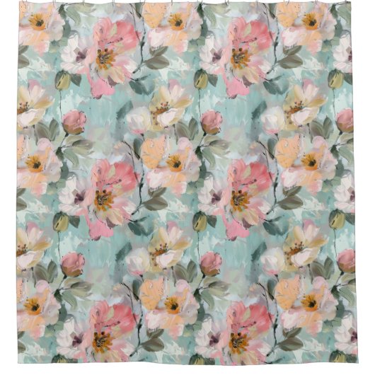 Abstracte roze rozen douchegordijn (Voorkant)