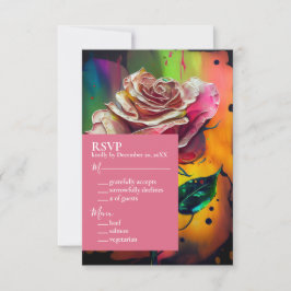 Abstracte Roze Rozen RSVP Antwoordkaart Kaartje