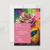 Abstracte Roze Rozen RSVP Response Kaart (Voorkant)