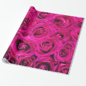 Abstracte roze Rozen Tuin Elegant Floral Cadeaupapier (Uitgerold)