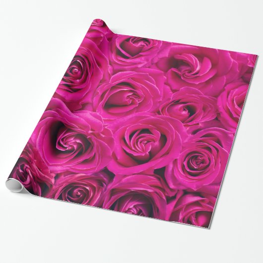 Abstracte roze Rozen Tuin Elegant Floral Cadeaupapier (Uitgerold)