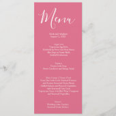 Abstracte Roze Rozen Wedding Menu (Voorkant)